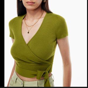 Aritzia Tie-front Top in Green Size Medium M